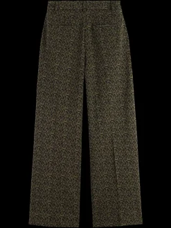 Online Scotch & Soda ROSE - HIGH RISE JERSEY TAILORED PANT ClassicGreenMelangeLeopardJacquard