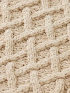 New Scotch & Soda ROUND NECK EXTRA DROPPED SHOULDER CHENILLE CABLE SWEATER Parchment