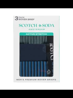 Sale Scotch & Soda SCOTCH & SODA MEN'S UNDERWEAR SS24 - 3PK BOXER BRIEF (2 PRINT) GREEN/BLUE