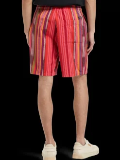 Outlet Scotch & Soda Seasonal- striped cotton-oxford bermuda short PinkIkat