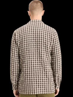 New Scotch & Soda SEERSUCKER WOOL BLEND CHECK SHIRT BrownCheck
