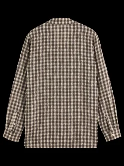 New Scotch & Soda SEERSUCKER WOOL BLEND CHECK SHIRT BrownCheck
