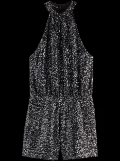Best Scotch & Soda SEQUIN PLAYSUIT SilverBlackSequins
