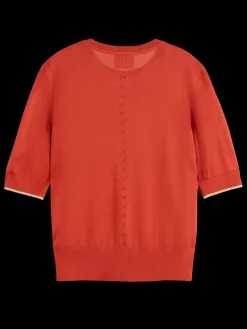 Hot Scotch & Soda SHORT SLEEVED CREW NECK PULLOVER RusticCoral
