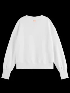 Clearance Scotch & Soda SLOUCHY PUFFED SLEEVED GRAPHIC SWEATSHIRT White