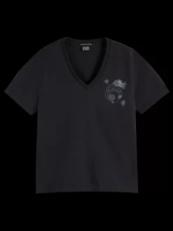 Discount Scotch & Soda SLUB V-NECK REGULAR FIT T-SHIRT