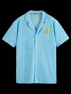 Fashion Scotch & Soda Solid towelling shirt WashedNeonBlue
