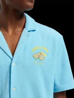 Fashion Scotch & Soda Solid towelling shirt WashedNeonBlue