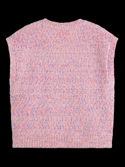Online Scotch & Soda SPACE DYE V NECK KNITTED TANK PinkSpaceDye