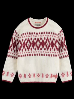 Outlet Scotch & Soda SPARKLY FAIR ISLE PULLOVER RoseGlitter