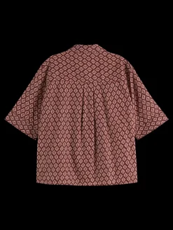 Discount Scotch & Soda Ss shirt lurex print GeoFlowerBordeaux