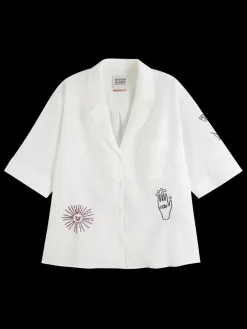 Fashion Scotch & Soda Ss shirt with embroidery White
