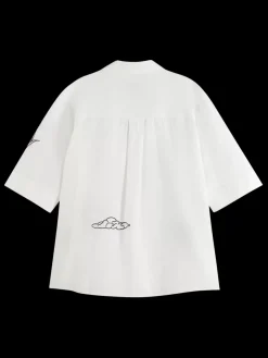 Fashion Scotch & Soda Ss shirt with embroidery White