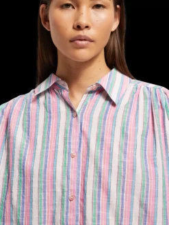 Hot Scotch & Soda STRIPED BALLOON SLEEVE SHIRT BeachStripe