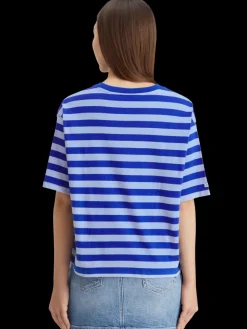Online Scotch & Soda STRIPED CROPPED T-SHIRT ElectricBlueStripe