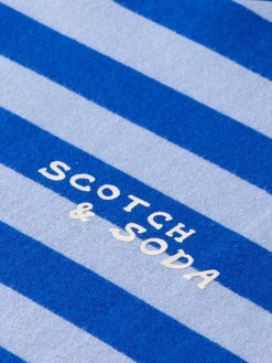 Online Scotch & Soda STRIPED CROPPED T-SHIRT ElectricBlueStripe