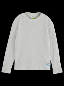 Outlet Scotch & Soda STRUCTURED LONG-SLEEVED T-SHIRT GreyMelange