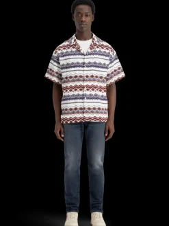 Hot Scotch & Soda Structured printed stripe shirt RedBlueMulti