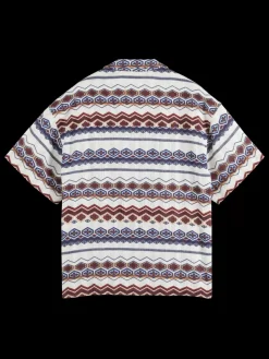 Hot Scotch & Soda Structured printed stripe shirt RedBlueMulti