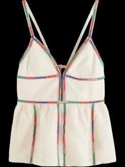 Discount Scotch & Soda TANK TOP WITH COLOURFUL EMBROIDERY SoftIce