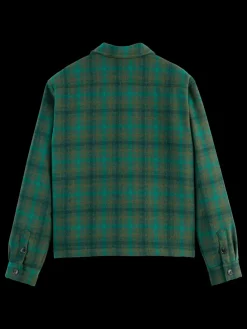 Clearance Scotch & Soda TEDDY LINED CHECKED OVERSHIRT GreenCheck