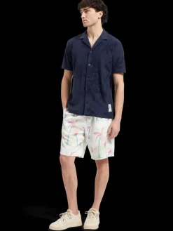 Fashion Scotch & Soda Terry jacquard short sleeve shirt Navyblue