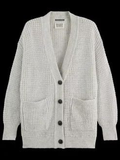 Fashion Scotch & Soda TEXTURED STITCH OVERSIZED CARDIGAN LightGreyMelange