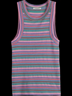 Discount Scotch & Soda TEXTURED STRIPE RACER TANK BeachStripe