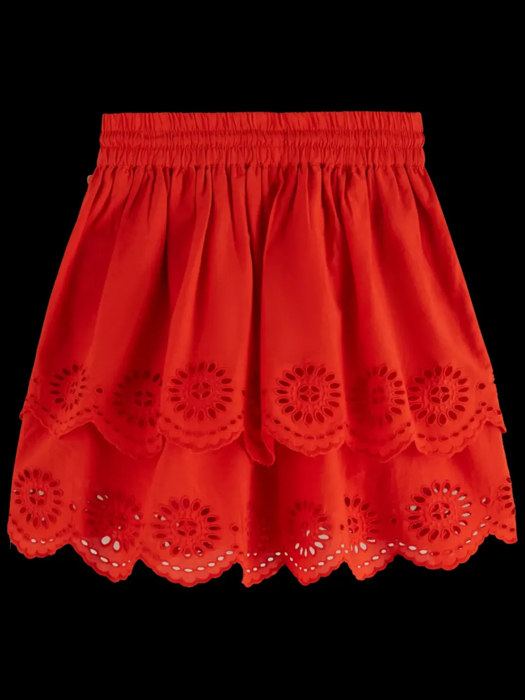 Clearance Scotch & Soda Tiered broderie anglaise skirt LobsterRed