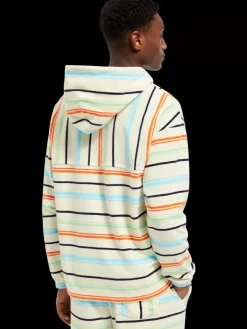 Online Scotch & Soda Towelling striped hoodie MulticolourStripe
