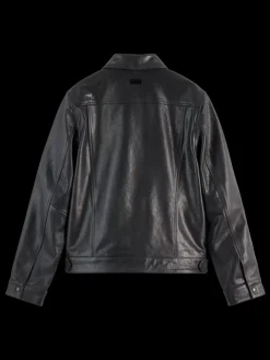 New Scotch & Soda TRUCKER LEATHER JACKET Black