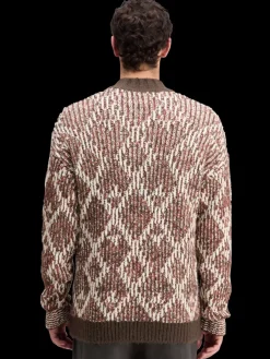 Outlet Scotch & Soda TURTLE NECK JACQUARD EXTRA DROPPED SHOULDER SWEATER BrownMelange