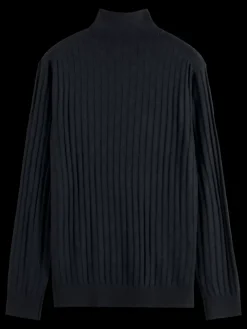 Sale Scotch & Soda TURTLE NECK REGULAR FIT RELIEF STITCH SWEATER Black