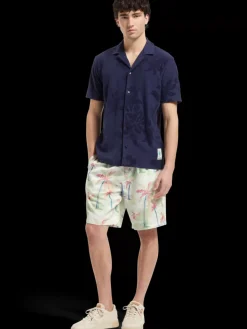 Clearance Scotch & Soda Twilt - printed pleated bermuda shorts PalmtreeHawaiiAOP