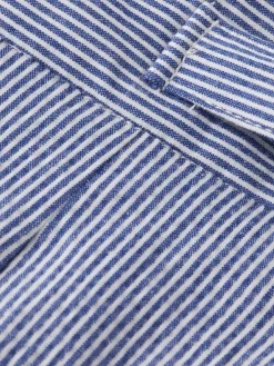 Sale Scotch & Soda Twilt-  striped cotton-blend pleated seersucker short EcruNavyStripe