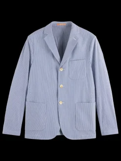 Best Scotch & Soda Unconstructed striped seersucker blazer EcruNavyStripe