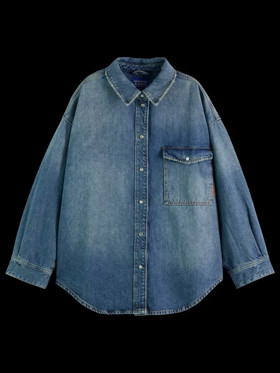 Outlet Scotch & Soda Vintage washed denim overshirt - frisco nights FriscoNights