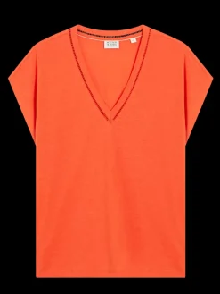 Fashion Scotch & Soda V-NECK LADDER DETAIL LOOSE FIT T-SHIRT