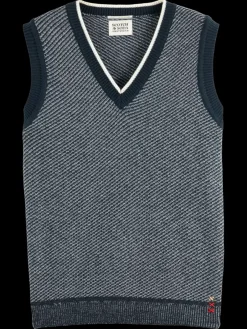 Best Scotch & Soda V-neck vest special stitch NightMelange