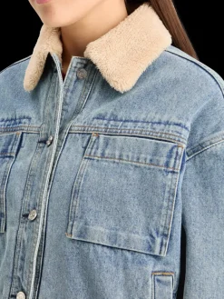 Clearance Scotch & Soda WASHED DENIM JACKET WITH SHERPA DETAILS WashedIndigo