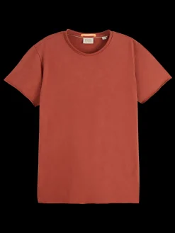 Discount Scotch & Soda WASHED EMBROIDERED T-SHIRT Terracotta