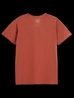 Discount Scotch & Soda WASHED EMBROIDERED T-SHIRT Terracotta