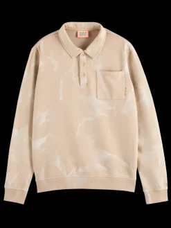 Hot Scotch & Soda Washed polo collar sweatshirt Pebble