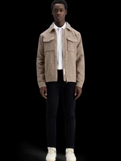 Clearance Scotch & Soda Wool blend zip-thru overshirt BrownCheck