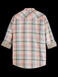 Sale Scotch & Soda Yarn dye check roll up shirt GreenCheck