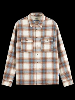 Clearance Scotch & Soda Yarn dye flannel check shirt SandBlueCheck