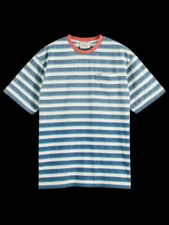 Fashion Scotch & Soda Yarn dye stripe pocket t-shirt